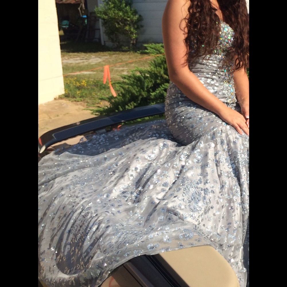 JOVANI mermaid silver rhinestone dress prom dress✨